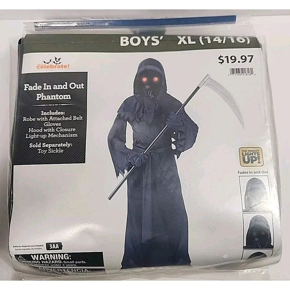 Boys/Girls XL  (14/16) Fade In And Out Phantom Halloween Costume Complete NEW!